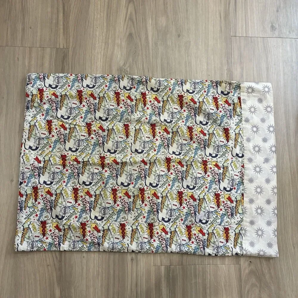 Vintage Super Hero Pillowcase 28x20 Homemade Boom Wham Pop Pow Superman Batman